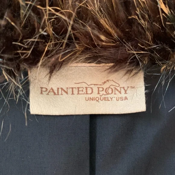 Vintage Painted Pony Faux Fur Vest Size M/L. EUC - Picture 6 of 13